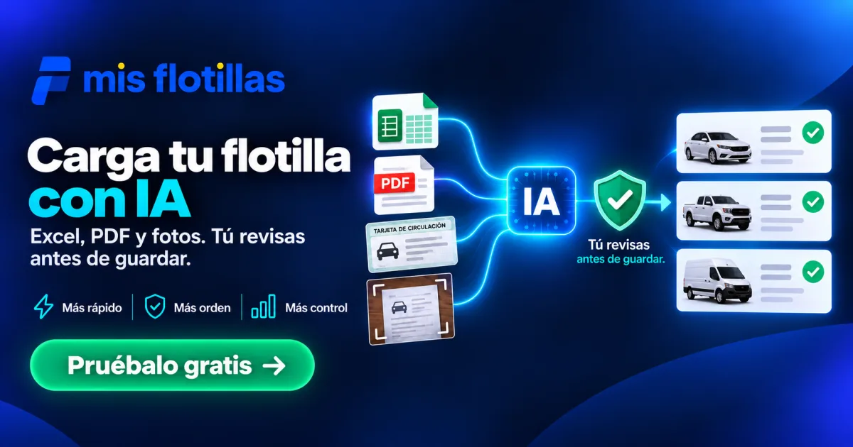 Carga inteligente con IA para flotillas: Excel, PDF y fotos