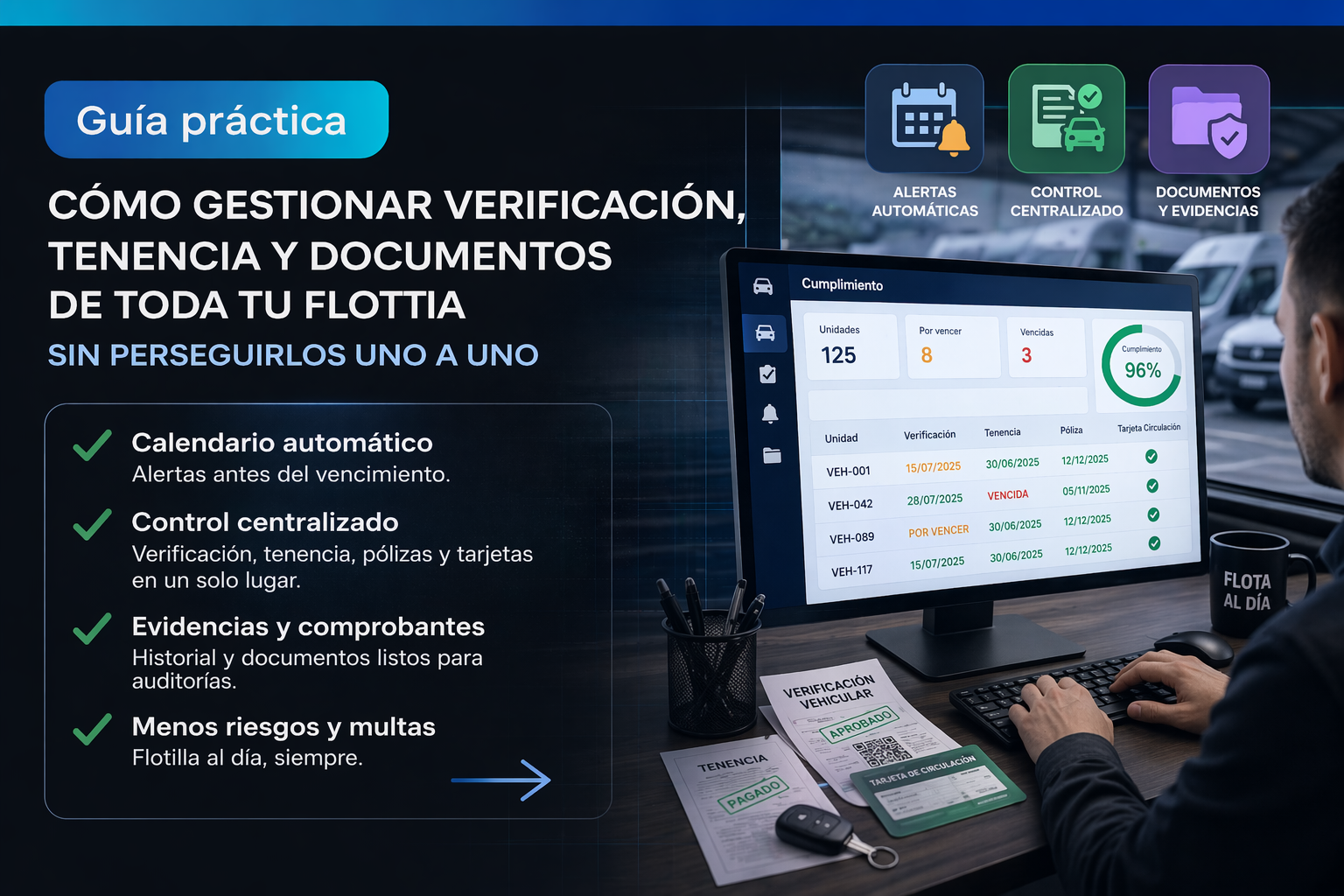 Cómo gestionar verificación, tenencia y documentos de toda tu flotilla sin perseguirlos uno a uno