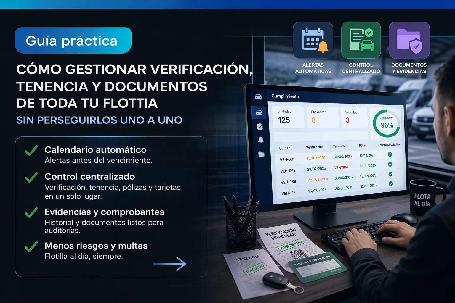 Cómo gestionar verificación, tenencia y documentos de toda tu flotilla sin perseguirlos uno a uno