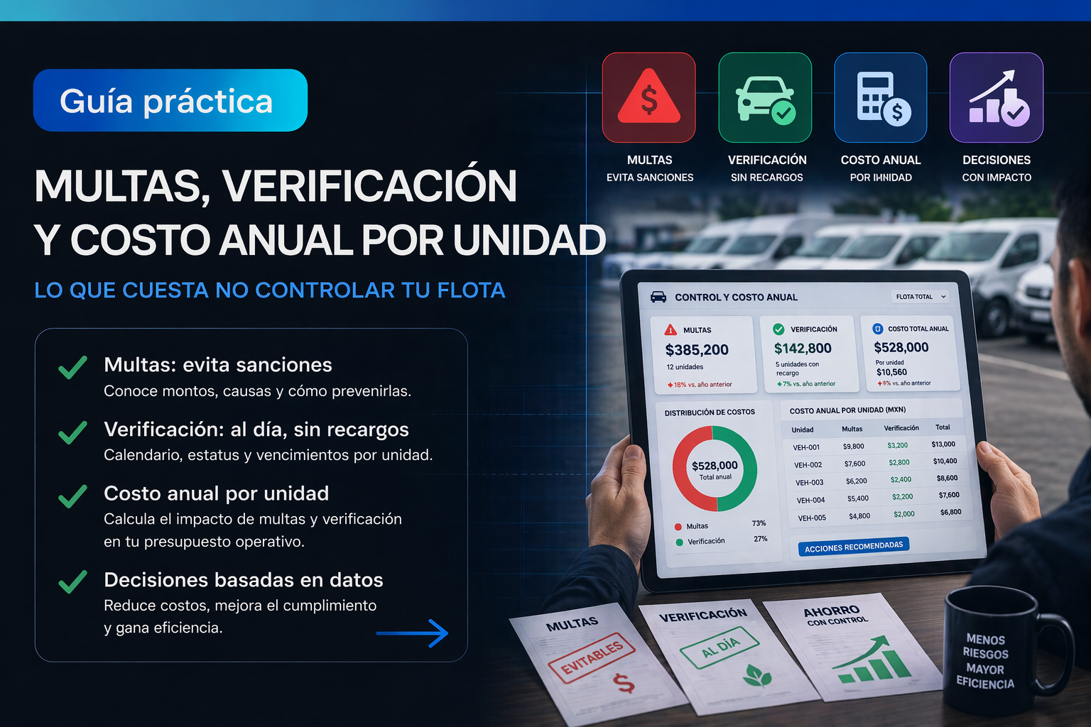 Multas por verificación en flotillas: costo anual por unidad para encargados de operación