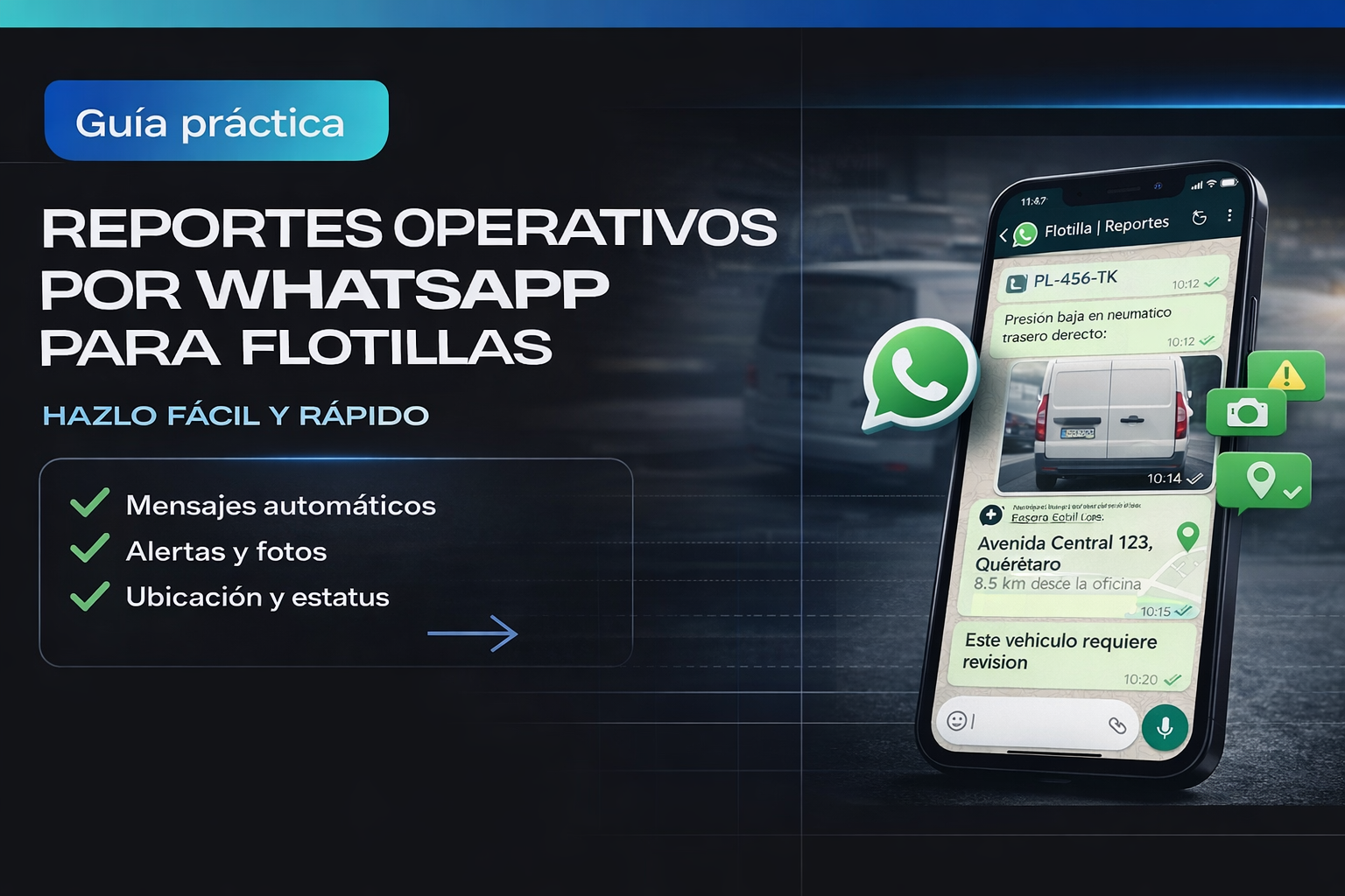Cómo recibir kilometraje, combustible y casetas por WhatsApp en tu flotilla