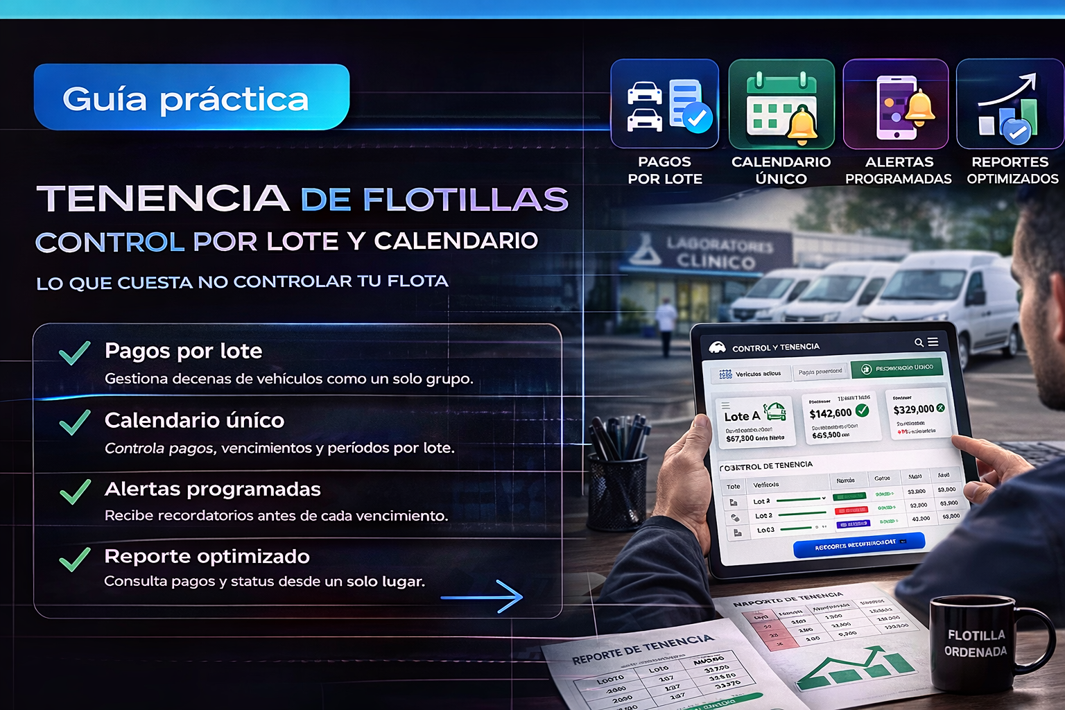 Tenencia en empresa: control por lote y calendario para encargados de flotilla