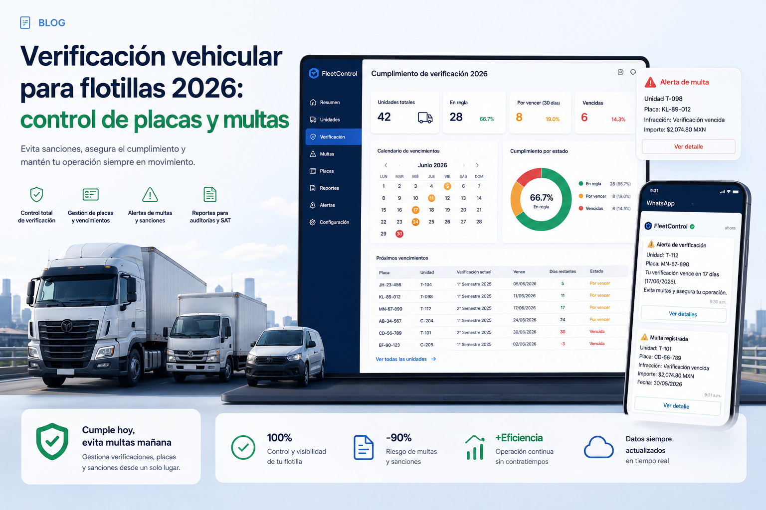 Verificación vehicular para flotillas 2026: cómo controlar placas, citas, multas y vencimientos por unidad