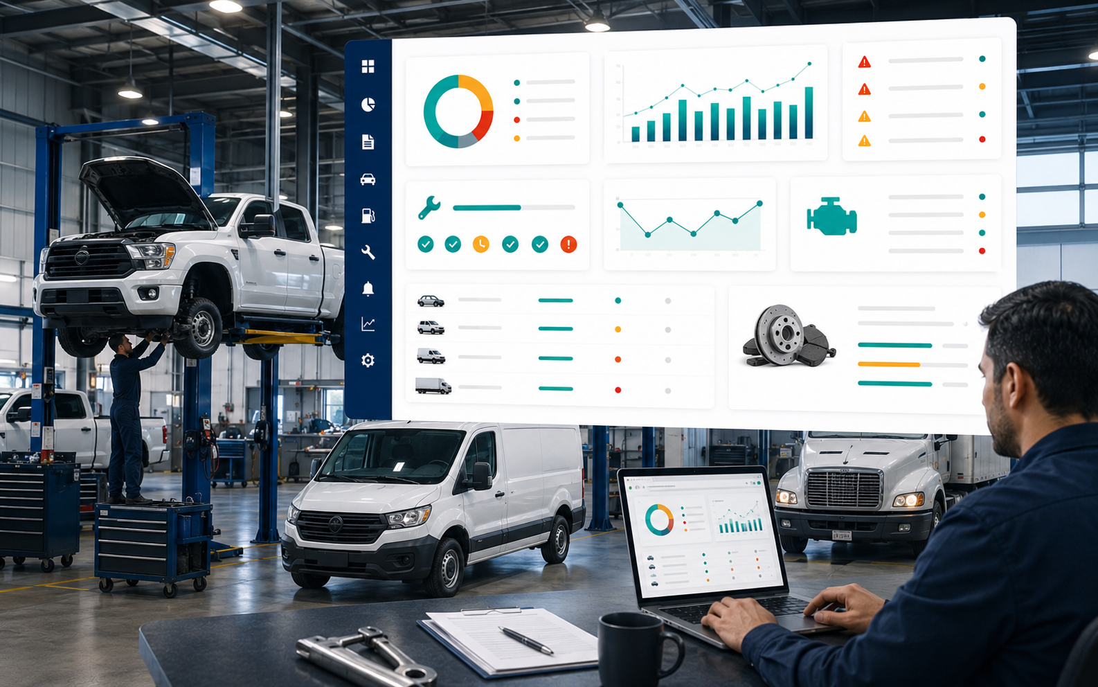Software de mantenimiento vehicular para empresas con historial de servicio, alertas preventivas y costo por unidad