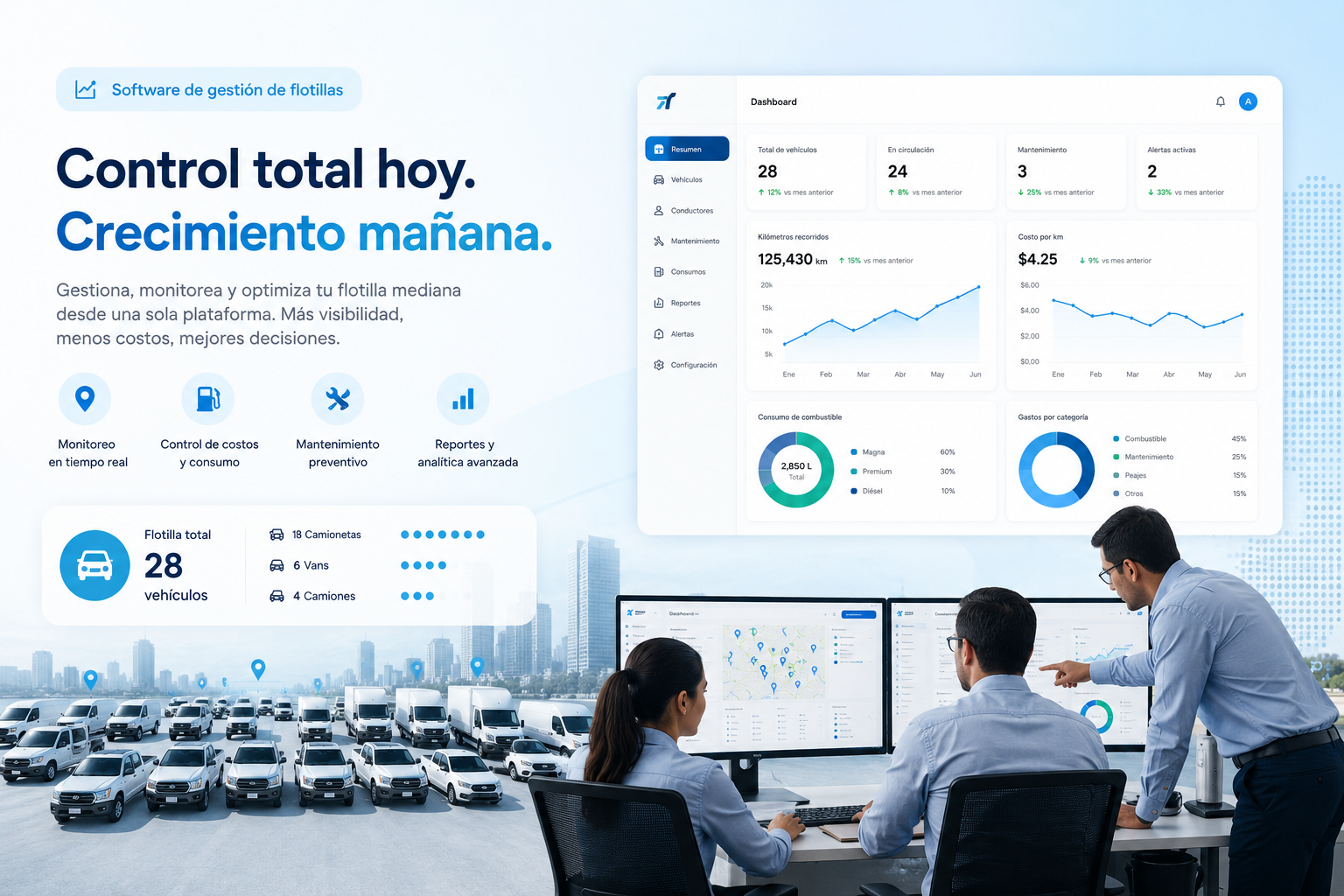 Plan Crecimiento Mis Flotillas con dashboard, analítica y control para flotillas medianas