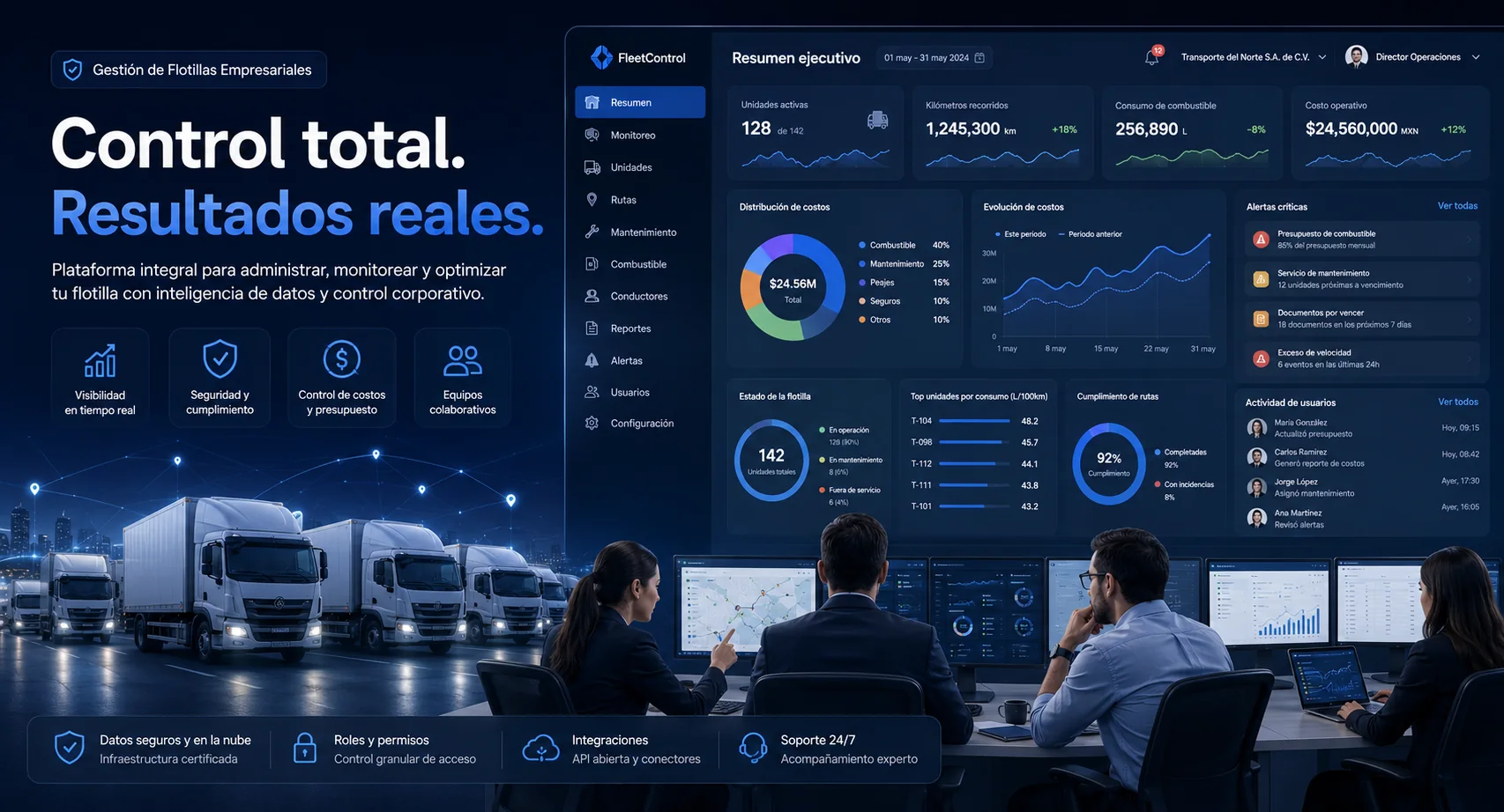 Plan Empresarial Plus para control de flotillas grandes