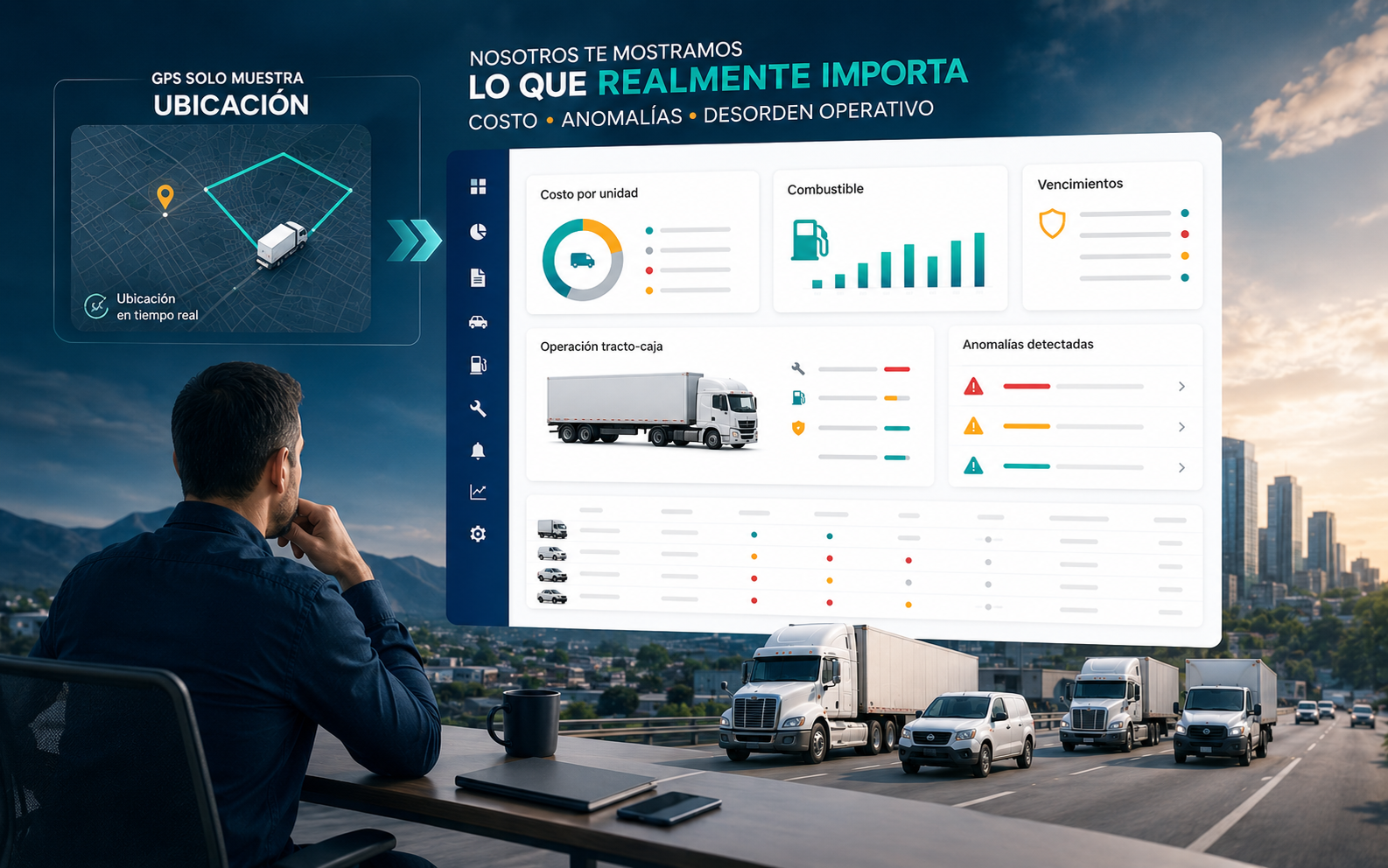 Software de control de flotillas en Mexico con dashboard de costo por unidad, combustible y alertas
