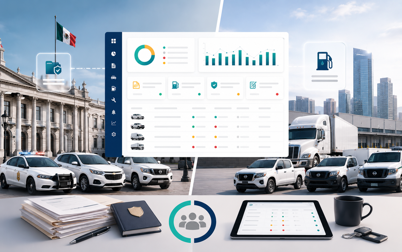 Control vehicular para sector publico y privado con trazabilidad por unidad, documentos y operacion mixta